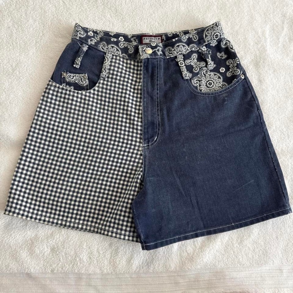 vintage patchwork denim jorts